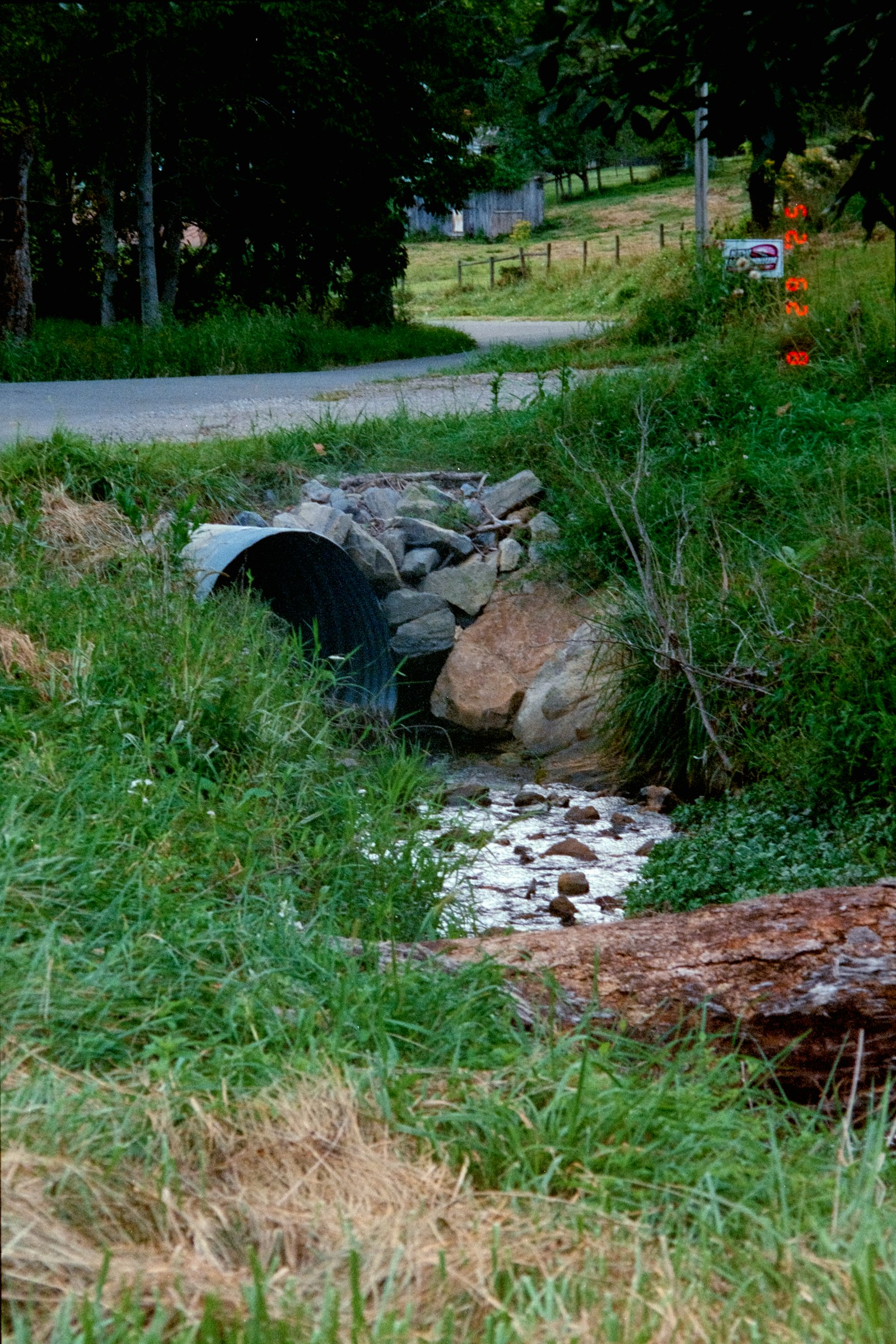 Drainage structure along a cleared corridor in central New Jersey